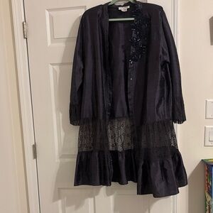 Embellished DarkNavy/Black Open Front Dress Jacket